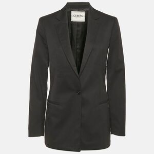 Iceberg Black Cotton Logo Embroidered Contrast Detail Blazer M